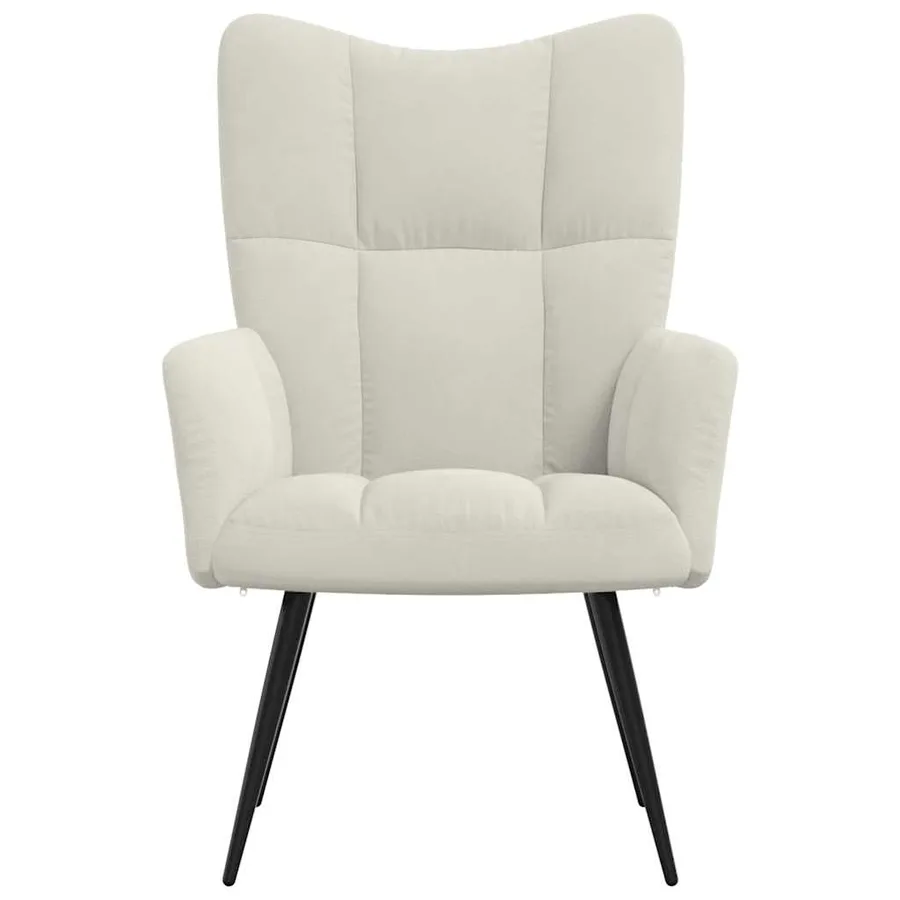 Chaise de relaxation Blanc crème Velours - 3