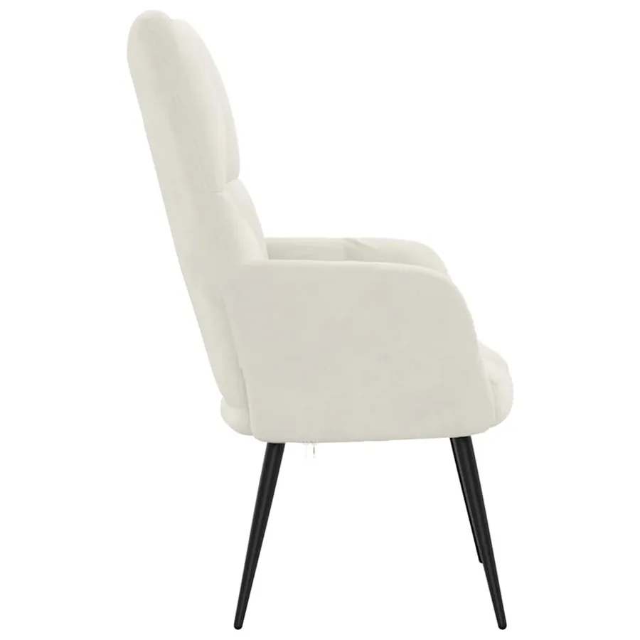 Chaise de relaxation Blanc crème Velours - 4