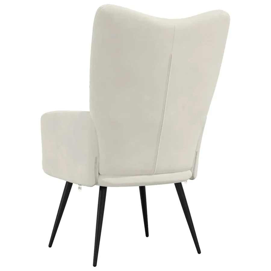 Chaise de relaxation Blanc crème Velours - 5
