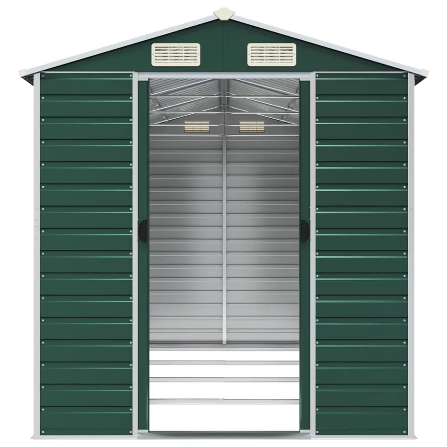 Abri de jardin vert 191x385x198 cm acier galvanisé - 5