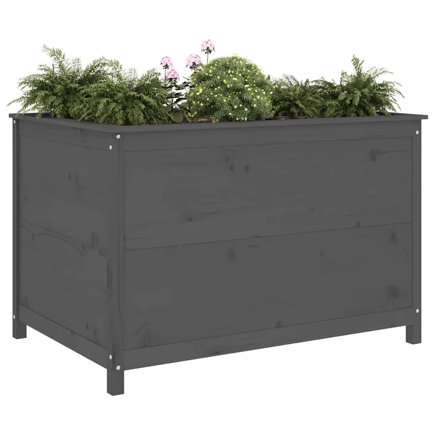 Lit surélevé de jardin gris 119,5x82,5x78 cm bois de pin massif - 3