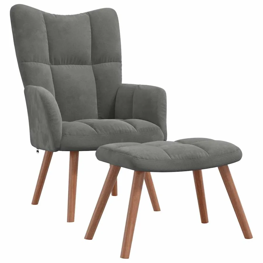 Chaise de relaxation avec repose-pied Gris foncé Velours - 2