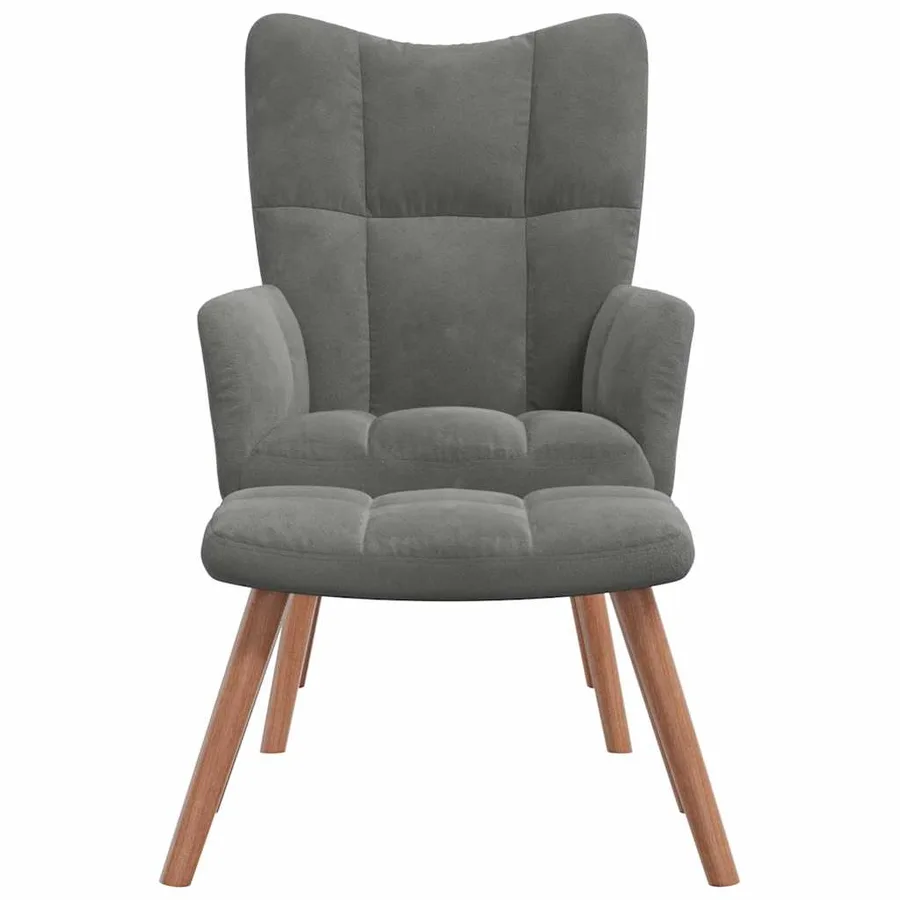 Chaise de relaxation avec repose-pied Gris foncé Velours - 3