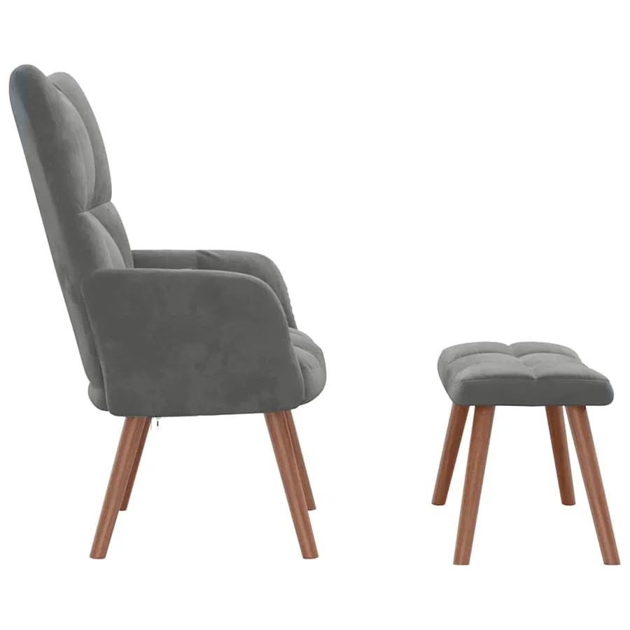 Chaise de relaxation avec repose-pied Gris foncé Velours - 4