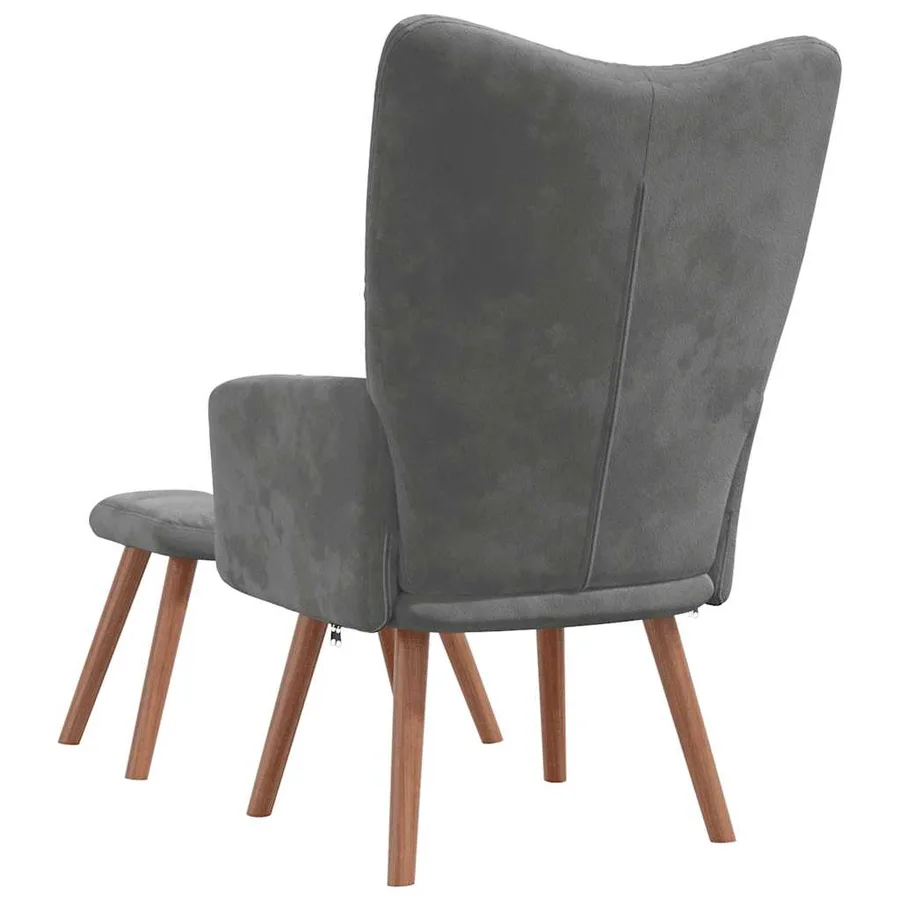 Chaise de relaxation avec repose-pied Gris foncé Velours - 5