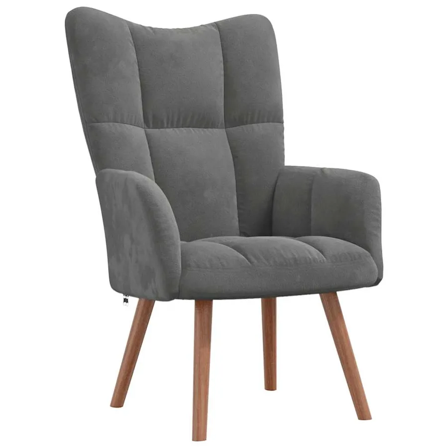 Chaise de relaxation avec repose-pied Gris foncé Velours - 6