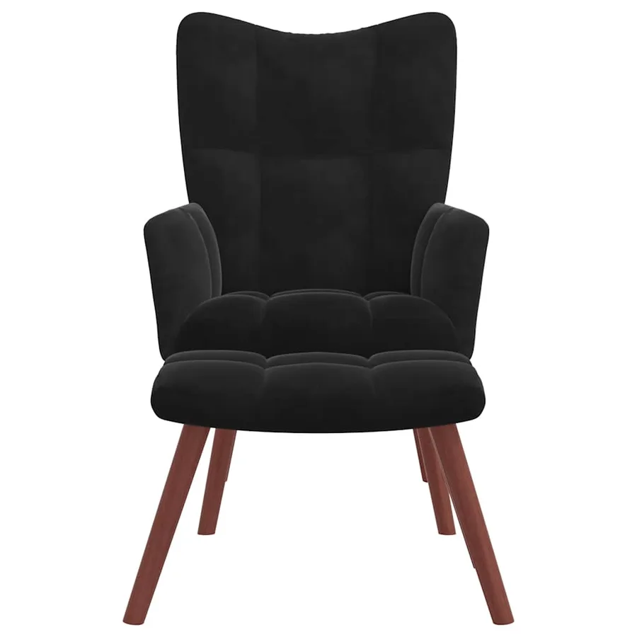 Chaise de relaxation avec repose-pied Noir Velours - 3