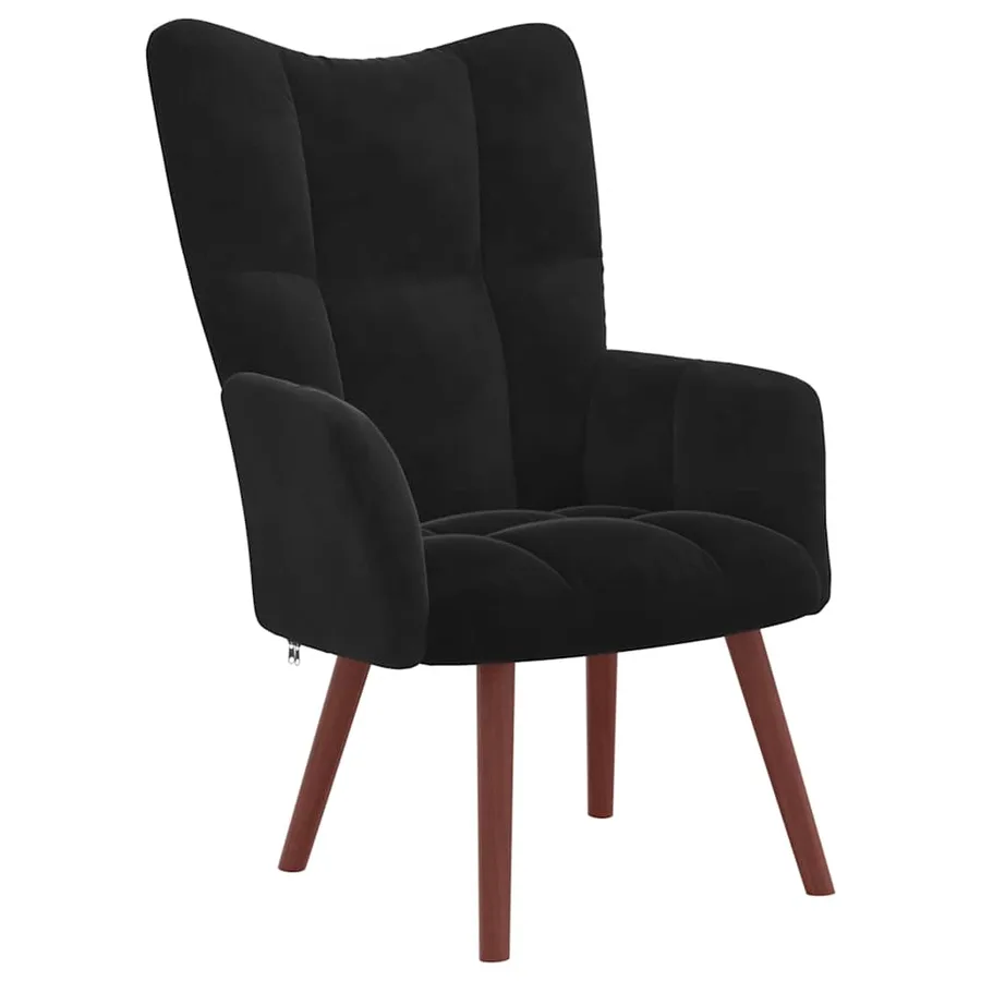 Chaise de relaxation avec repose-pied Noir Velours - 6