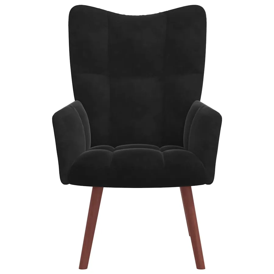 Chaise de relaxation avec repose-pied Noir Velours - 7