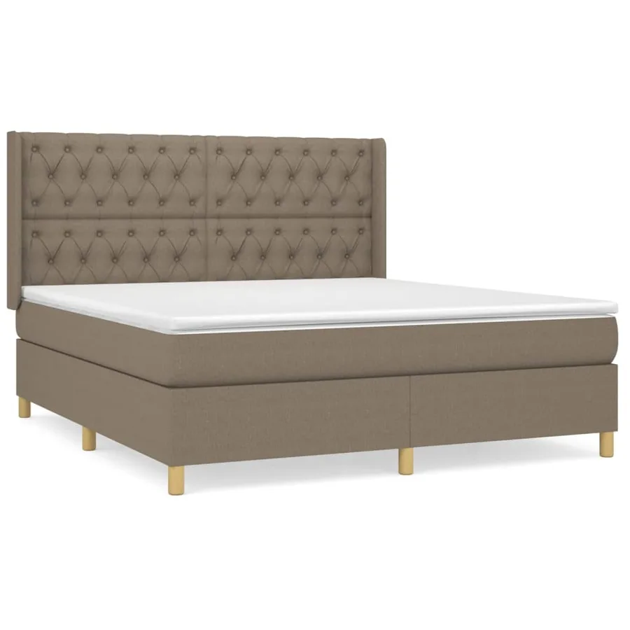 Sommier à lattes de lit avec matelas Taupe 160x200 cm Tissu - 2