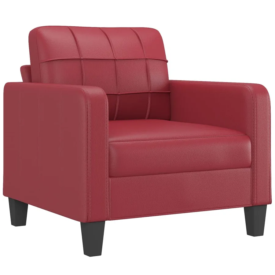 Fauteuil avec repose-pied Rouge bordeaux 60 cm Similicuir - 4