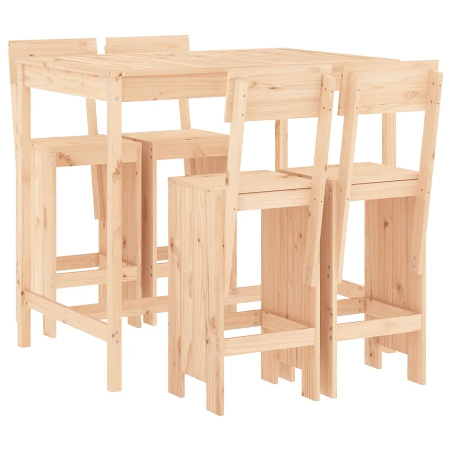 Ensemble de bar de jardin 5 pcs bois de pin massif - 2