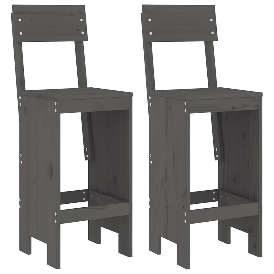 Ensemble de bar de jardin 3 pcs gris bois de pin massif - 3