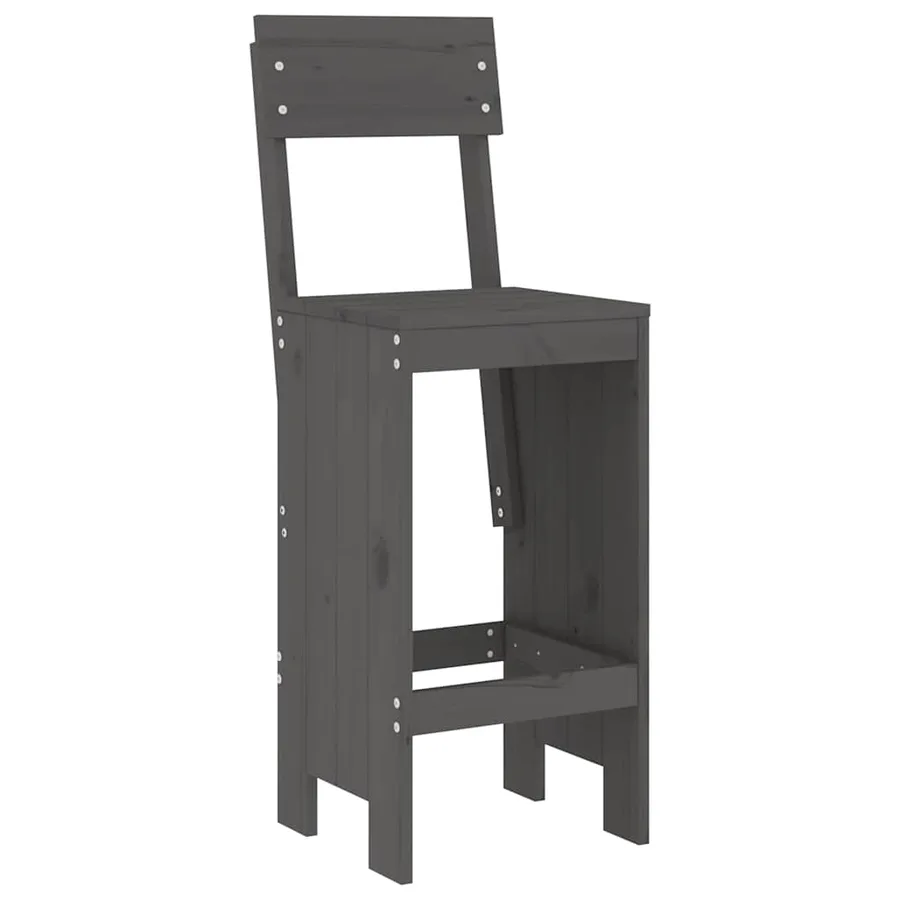 Ensemble de bar de jardin 3 pcs gris bois de pin massif - 4