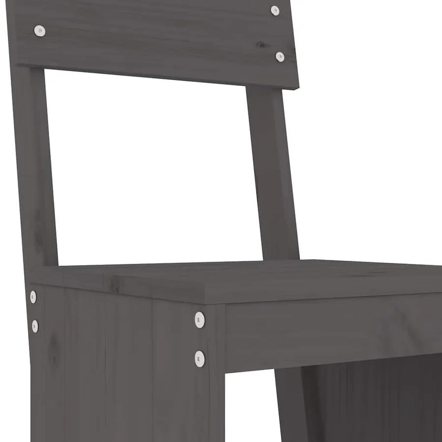 Ensemble de bar de jardin 7 pcs gris bois de pin massif - 5