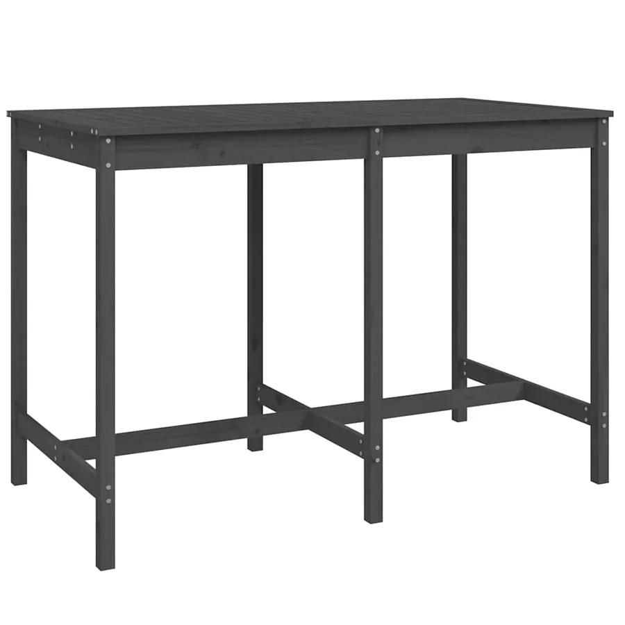 Ensemble de bar de jardin 7 pcs gris bois de pin massif - 6