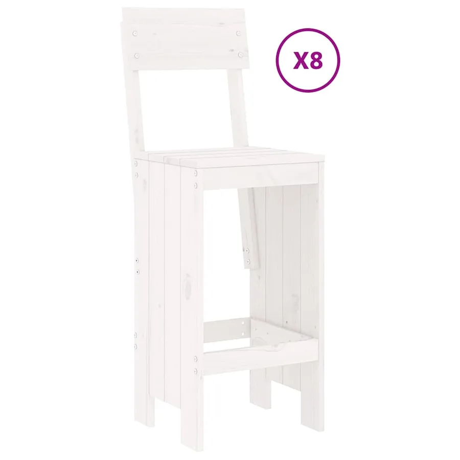 Ensemble de bar de jardin 9 pcs blanc bois de pin massif - 3