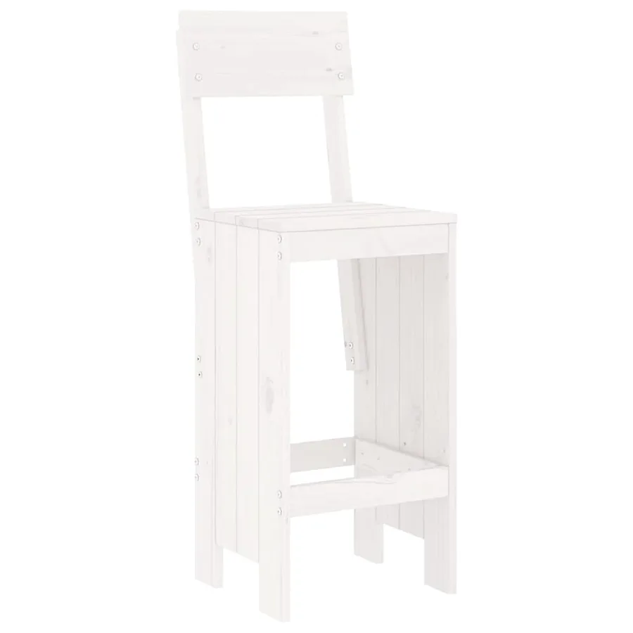 Ensemble de bar de jardin 9 pcs blanc bois de pin massif - 4