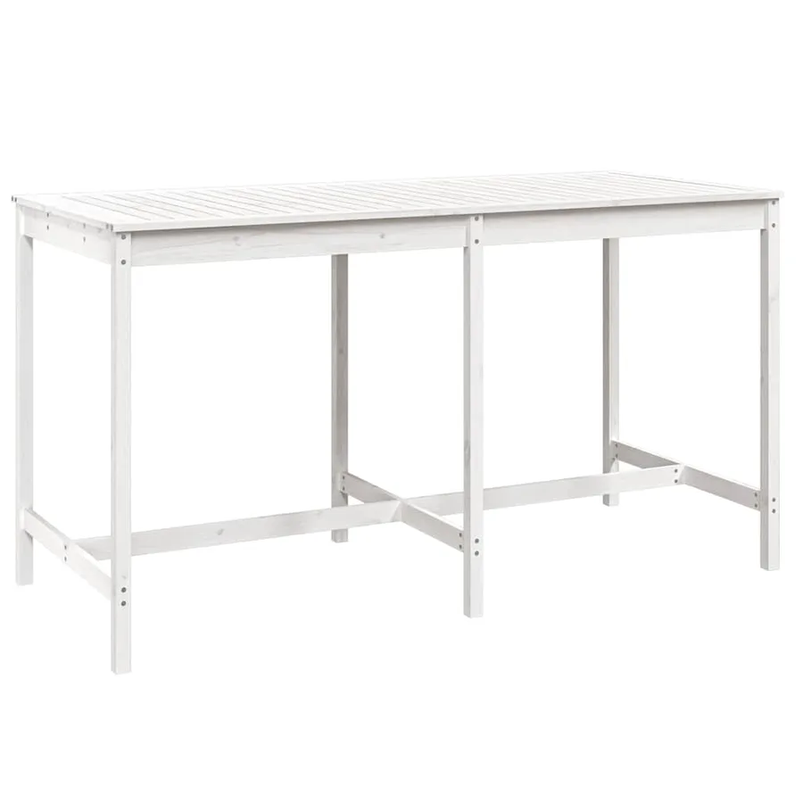 Ensemble de bar de jardin 9 pcs blanc bois de pin massif - 6