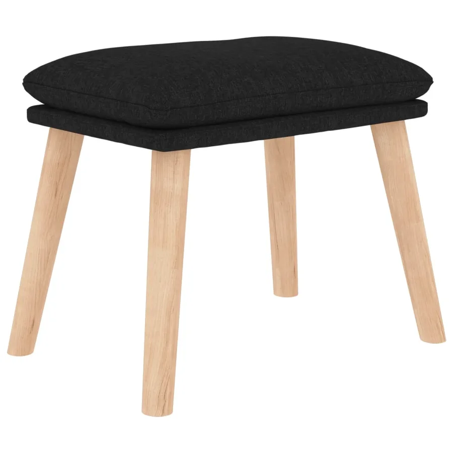 Chaise de relaxation avec tabouret Noir Tissu - 10