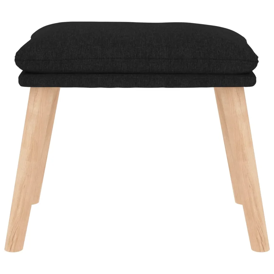 Chaise de relaxation avec tabouret Noir Tissu - 11