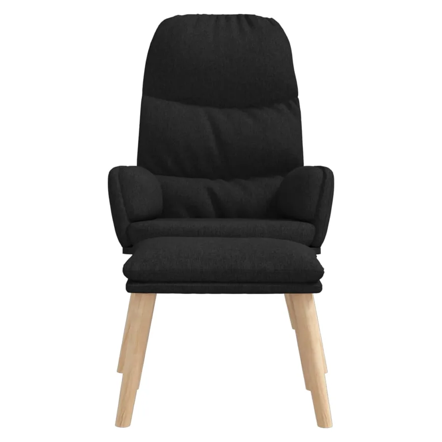 Chaise de relaxation avec tabouret Noir Tissu - 3