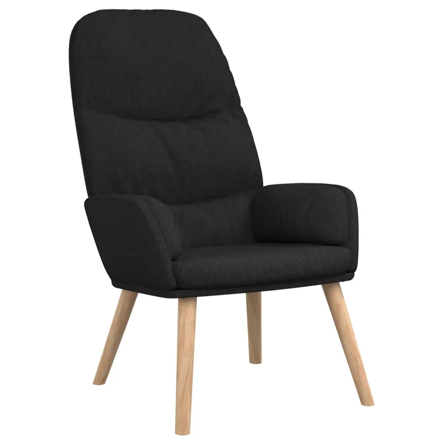 Chaise de relaxation avec tabouret Noir Tissu - 6