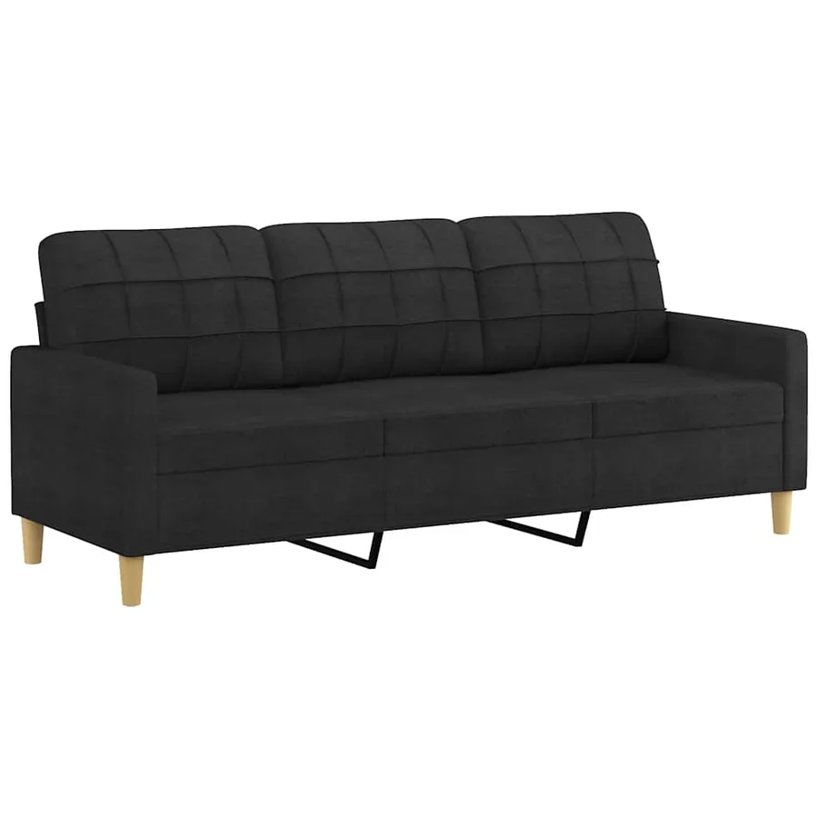 Canapé à 3 places Noir 180 cm Tissu - 2