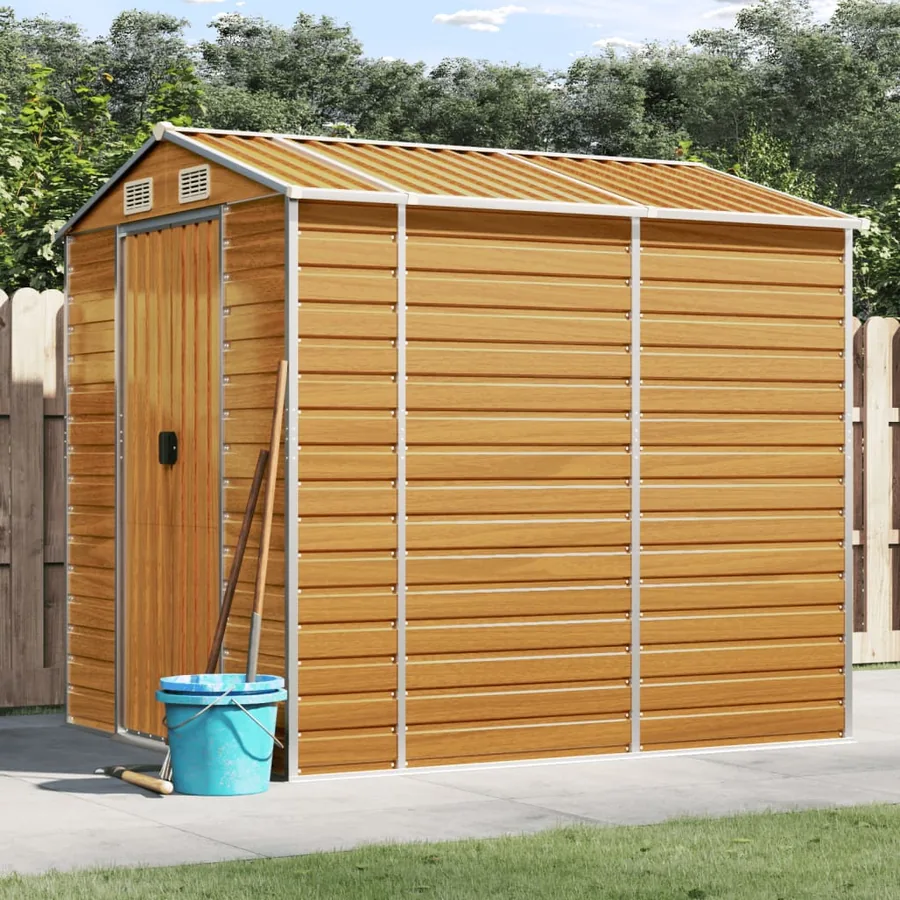 Abri de jardin marron clair 191 x 215 x 198 cm en acier galvanisé