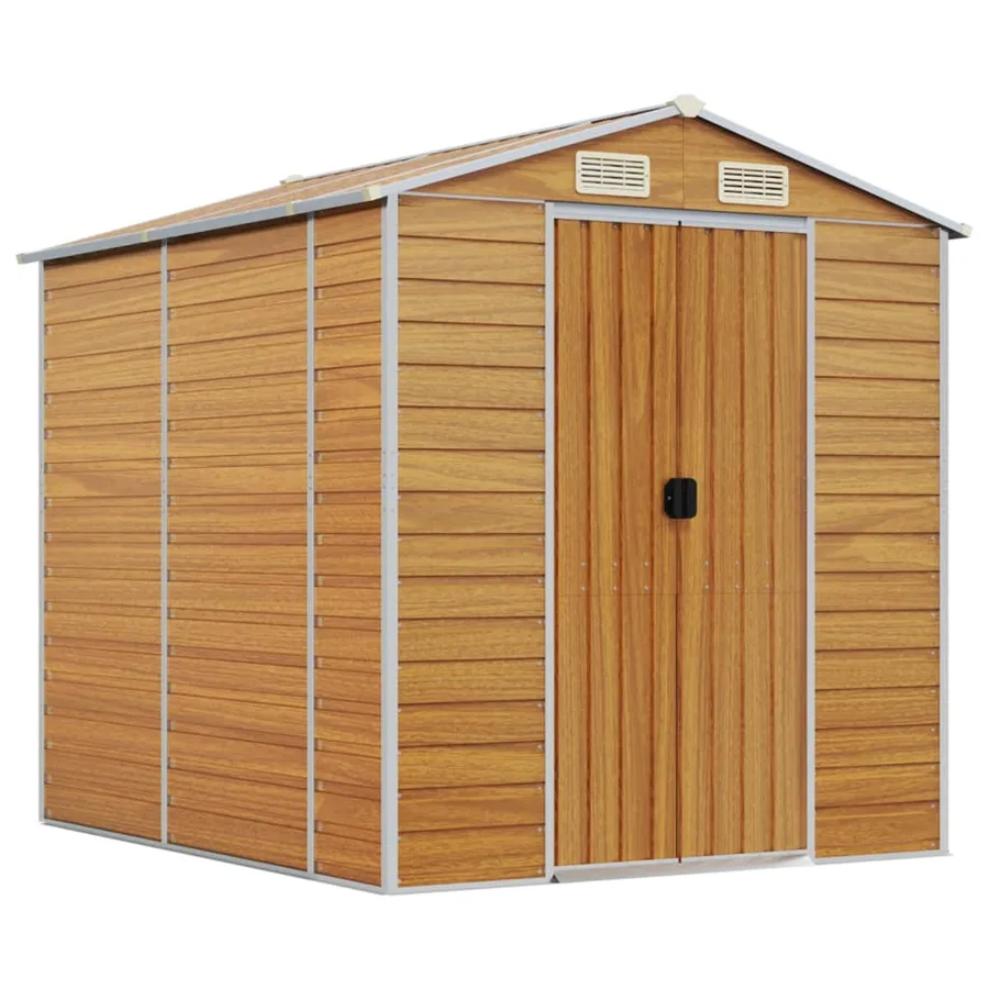 Abri de jardin marron clair 191 x 215 x 198 cm en acier galvanisé - 2