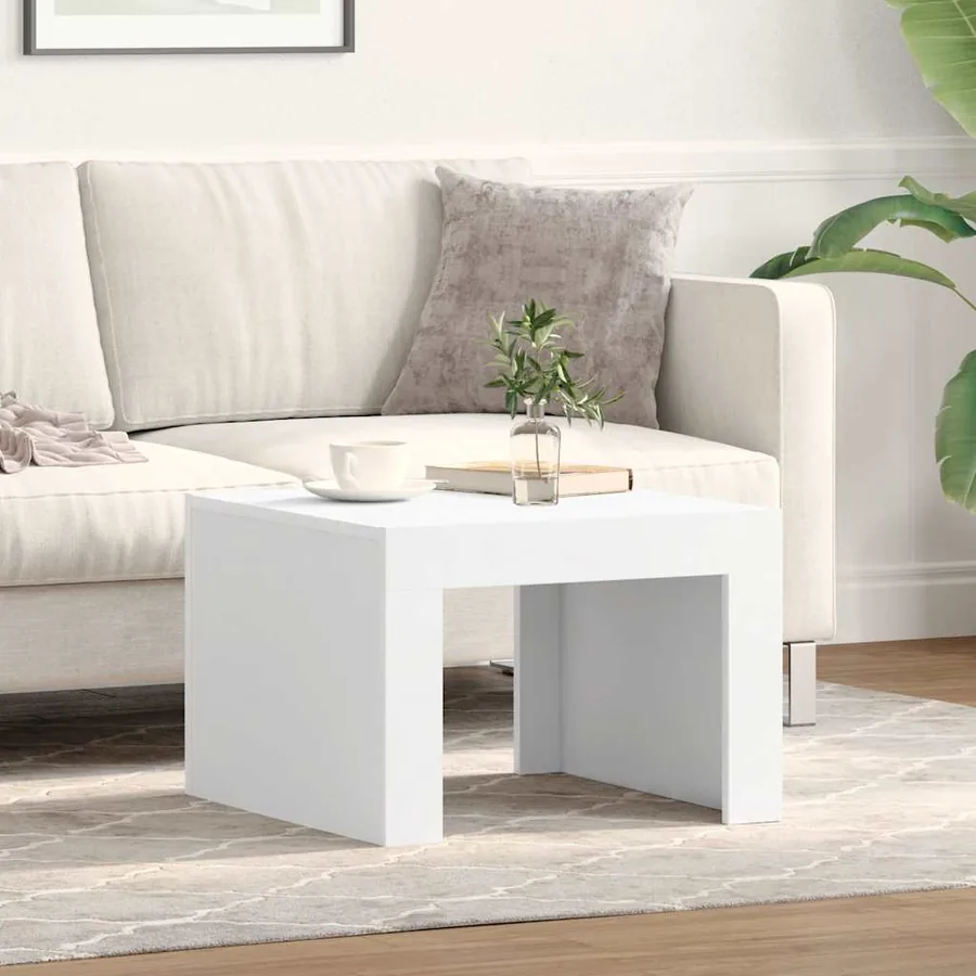 Table basse blanc 50x50x35 cm bois d'ingénierie