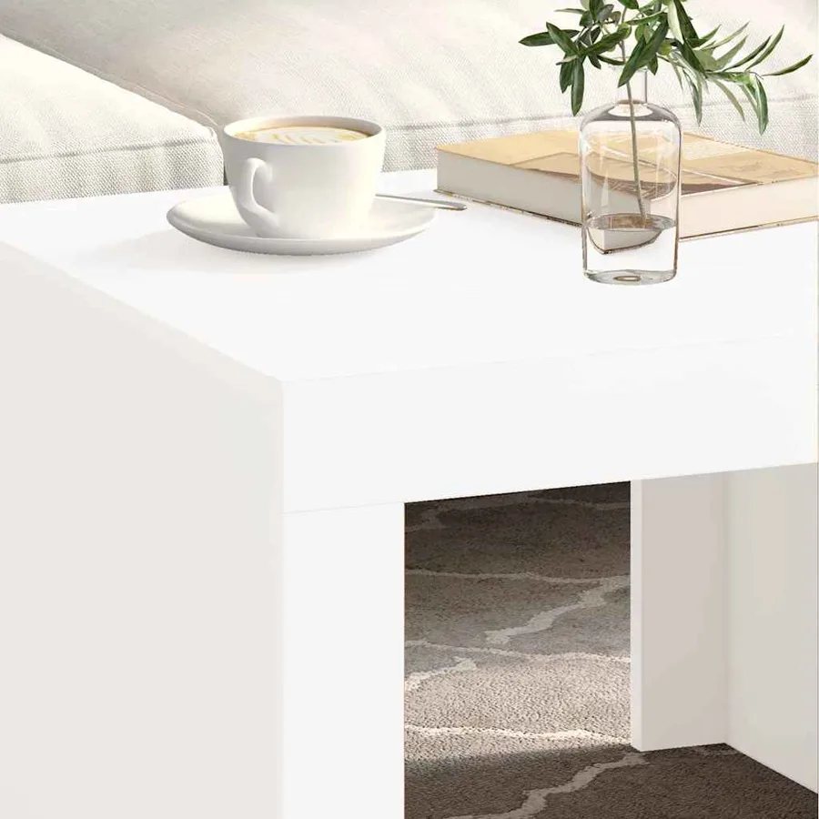 Table basse blanc 50x50x35 cm bois d'ingénierie - 3