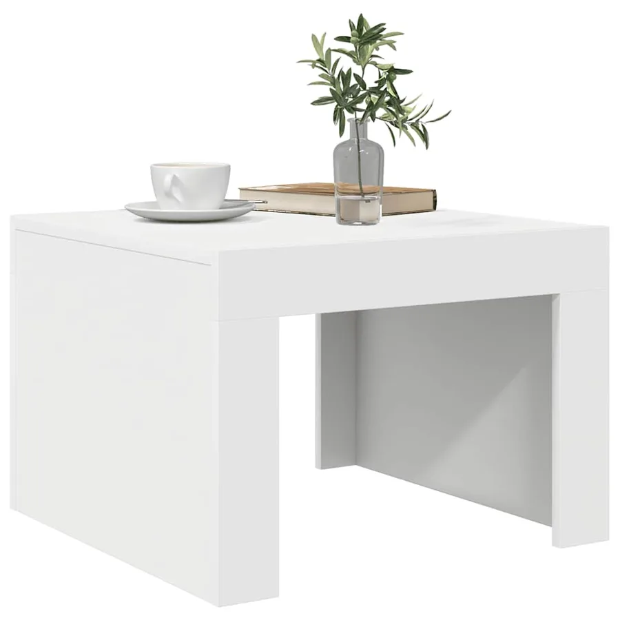 Table basse blanc 50x50x35 cm bois d'ingénierie - 4