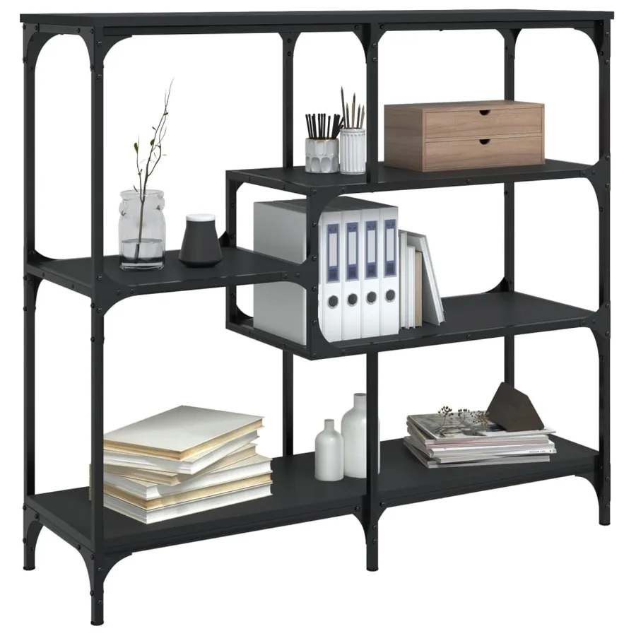 Table console noir 103x32x95 cm bois d'ingénierie - 3
