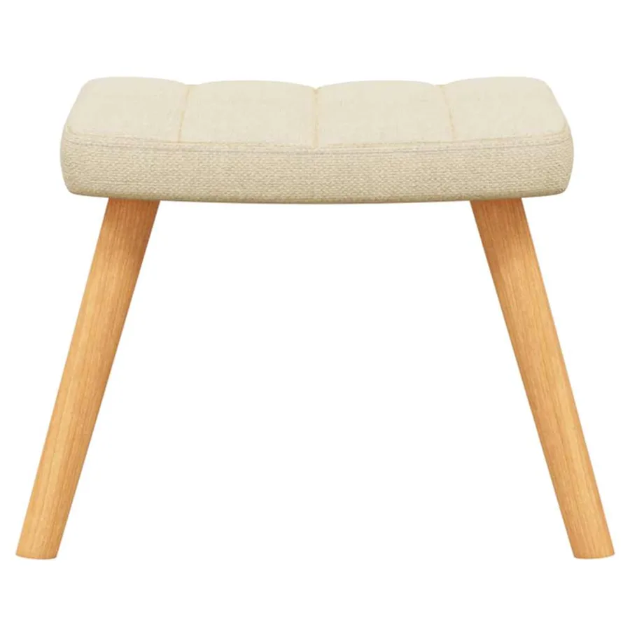 Chaise de relaxation avec tabouret Crème Tissu - 8