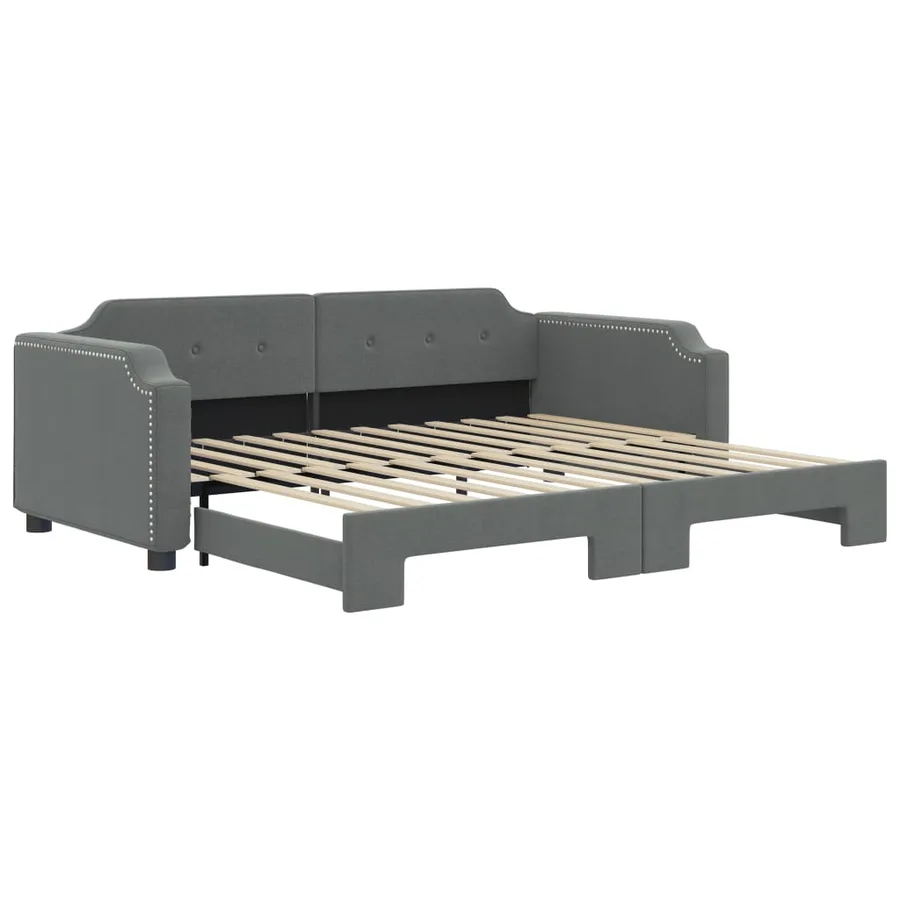 Lit de jour avec gigogne sans matelas gris foncé 90x200 cm - 2