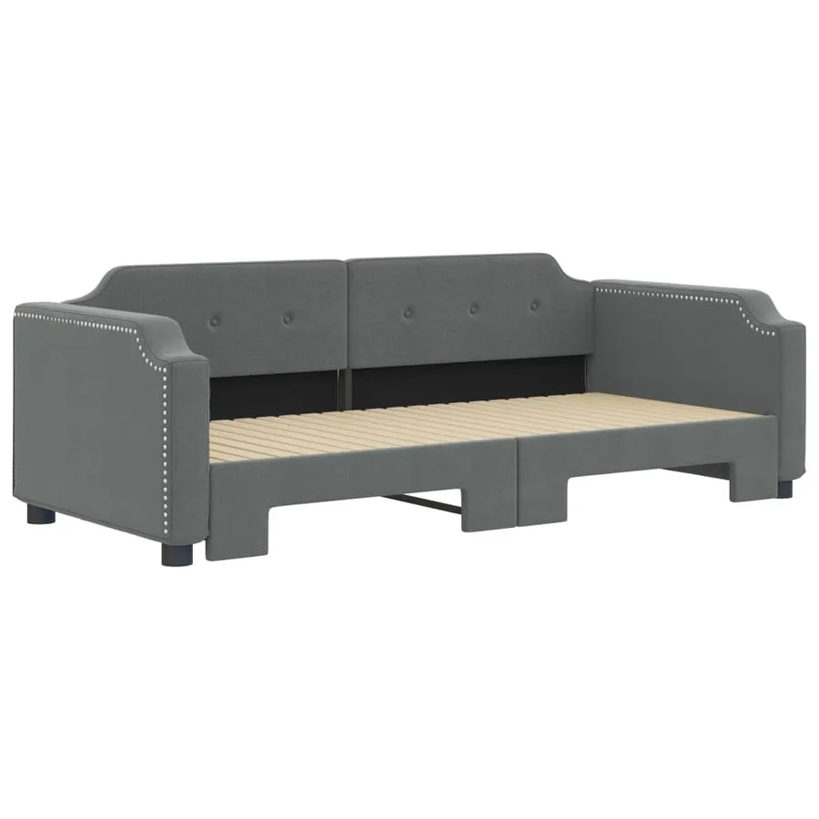 Lit de jour avec gigogne sans matelas gris foncé 90x200 cm - 3