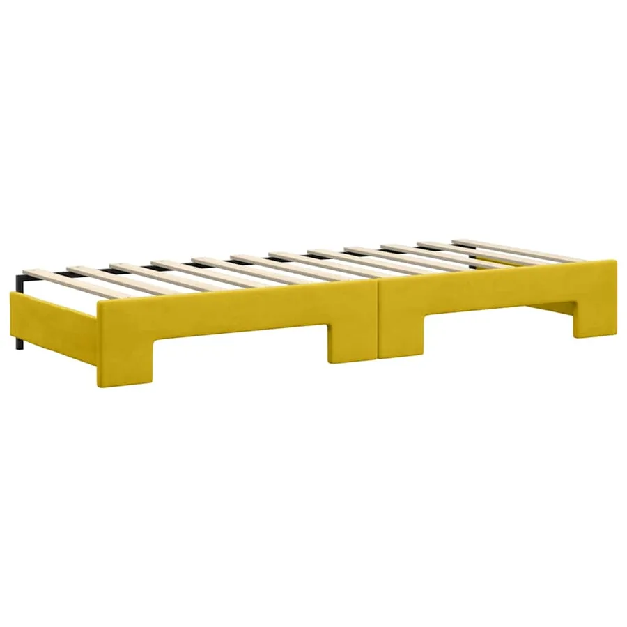 Lit de jour avec lit gigogne et matelas jaune 80x200 cm velours - 5