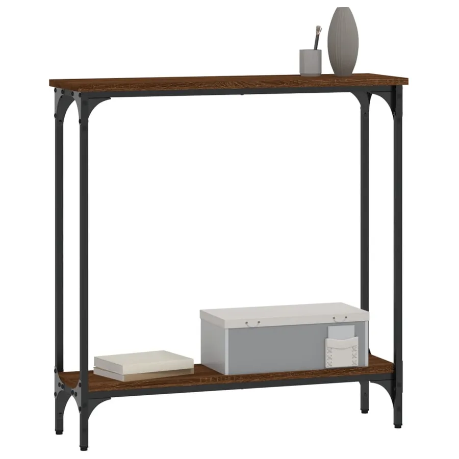 Table console chêne marron 75x22,5x75 cm bois d'ingénierie - 3