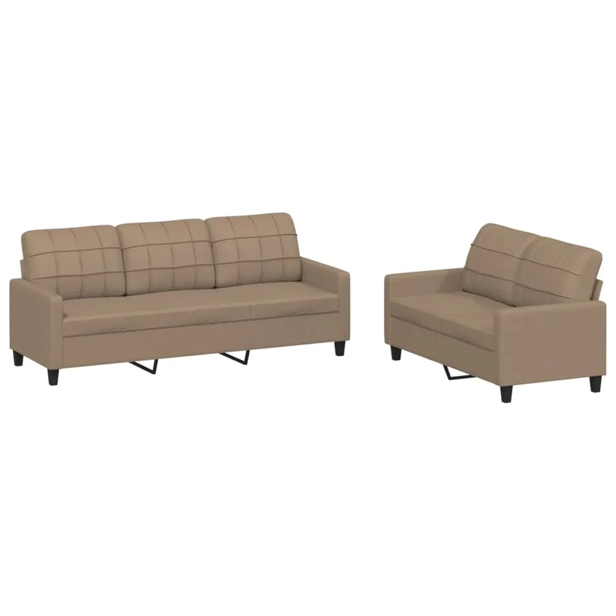 Ensemble de canapés 2 pcs avec coussins Cappuccino Similicuir - 2