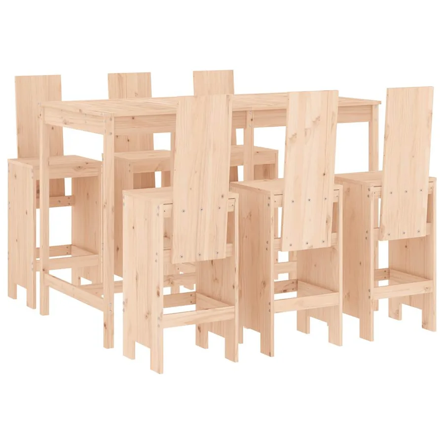 Ensemble de bar de jardin 7 pcs Bois de pin massif - 2