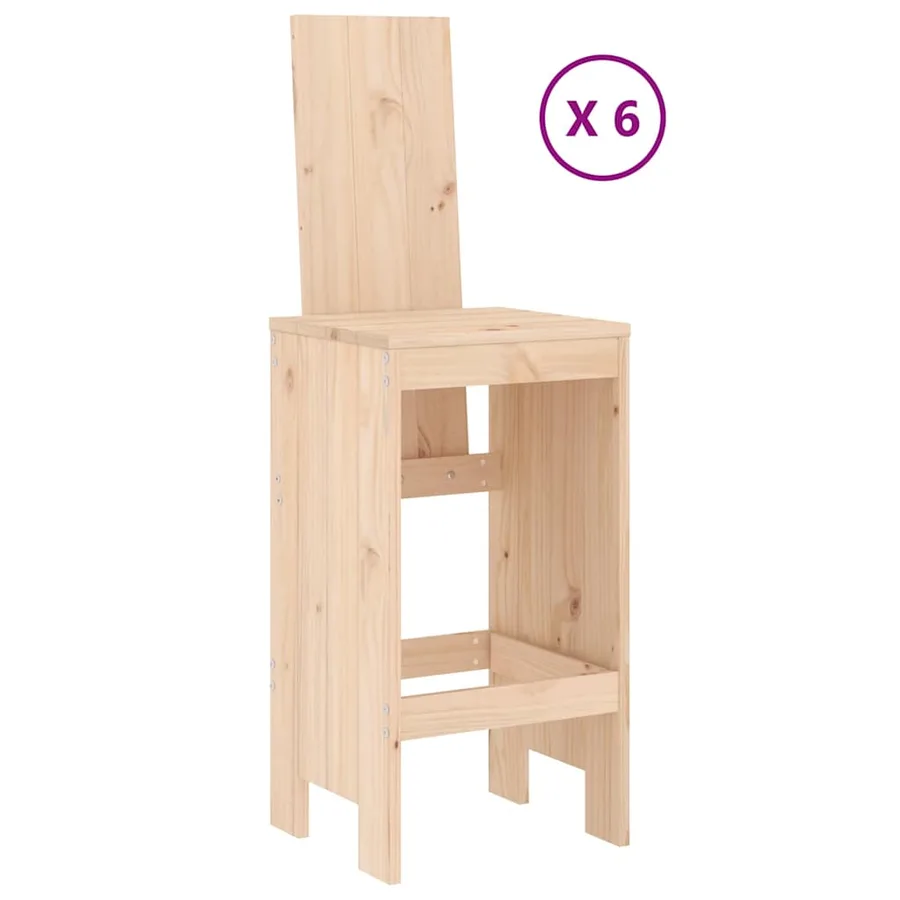 Ensemble de bar de jardin 7 pcs Bois de pin massif - 3