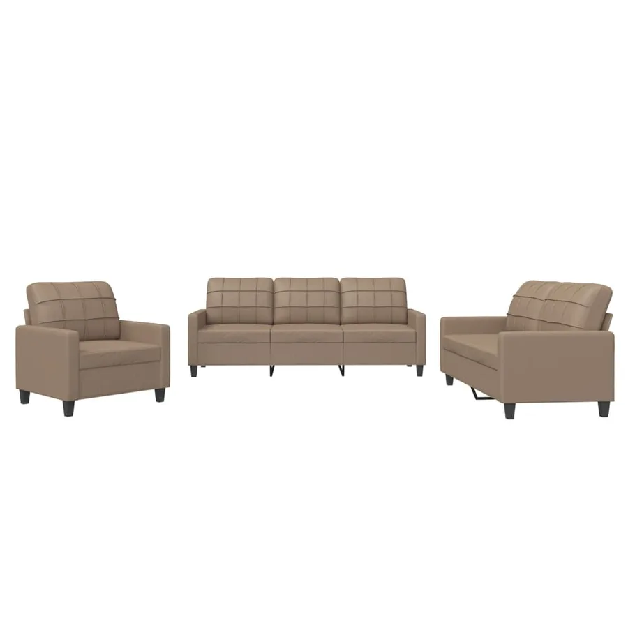 Ensemble de canapés 3 pcs avec coussins Cappuccino Similicuir - 2