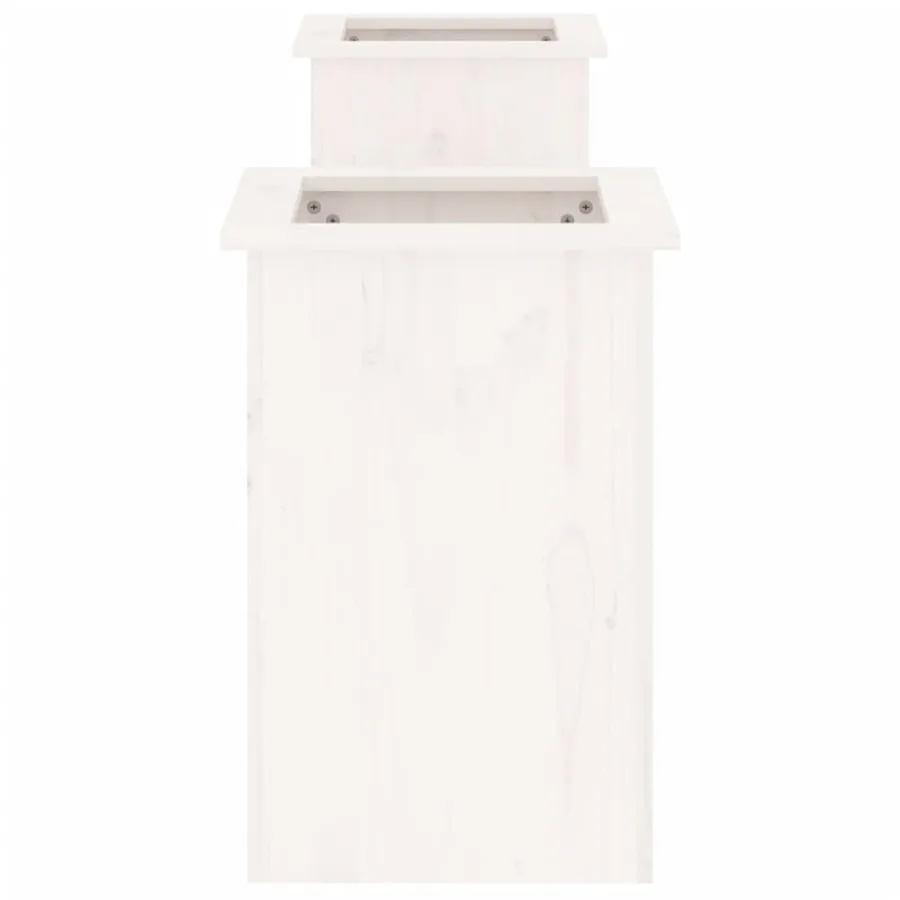 Banc avec jardinières blanc 184,5x39,5x56,5 cm bois massif pin - 5
