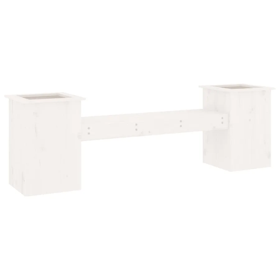 Banc avec jardinières blanc 184,5x39,5x56,5 cm bois massif pin - 6