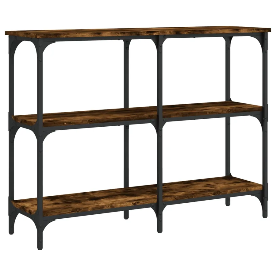 Table console chêne fumé 100x29x75 cm bois d'ingénierie - 6