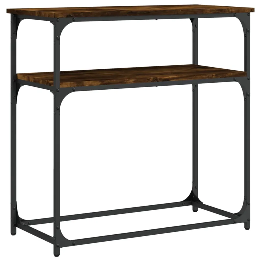Table console chêne fumé 75x35,5x75 cm bois d'ingénierie - 2
