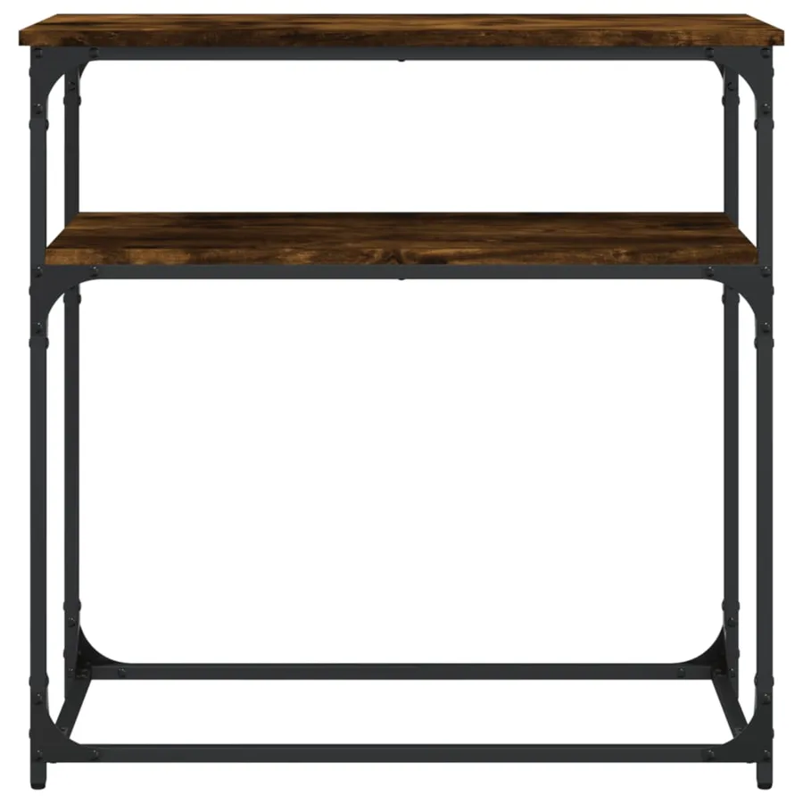 Table console chêne fumé 75x35,5x75 cm bois d'ingénierie - 4
