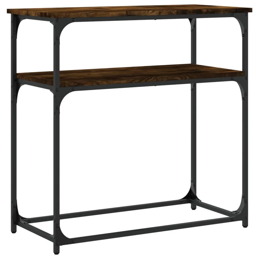 Table console chêne fumé 75x35,5x75 cm bois d'ingénierie - 6