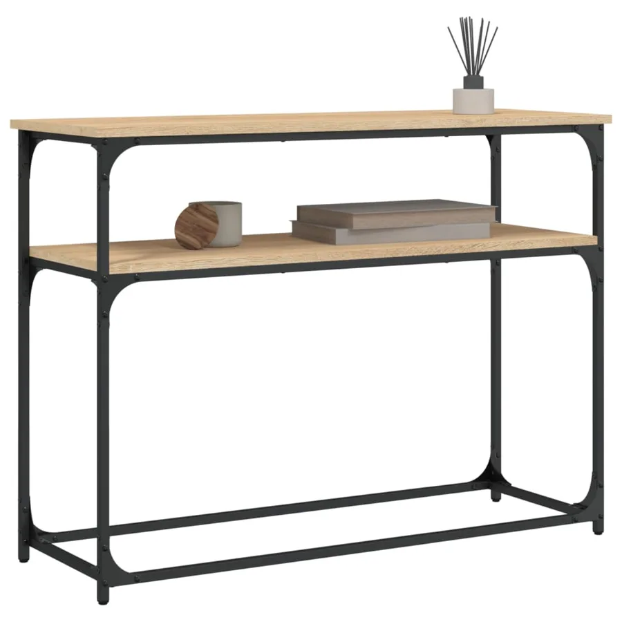 Table console chêne sonoma 100x35,5x75 cm bois d'ingénierie - 3